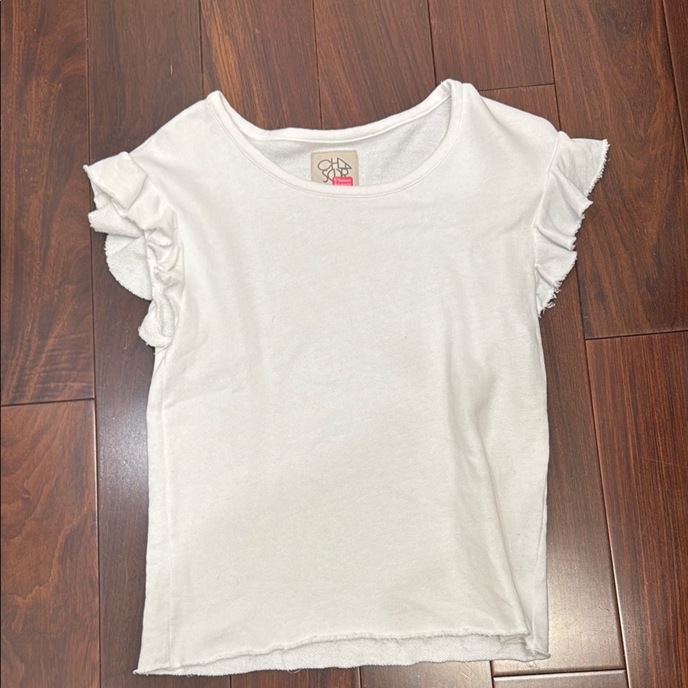 White Ruffle Sleeve Top